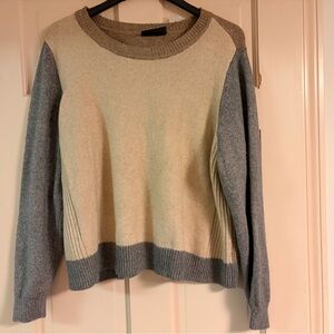 Lane Bryant Beige and Gray Crew Neck Sweater